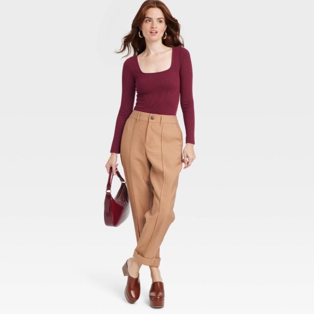 A New Day ribbed burgundy bodysuit
